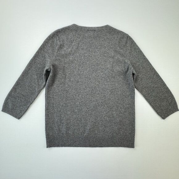Talbots Pure Cashmere Sweater Women’s L Gray Crewneck 3/4 Sleeve 100% Cashmere - Picture 4 of 8